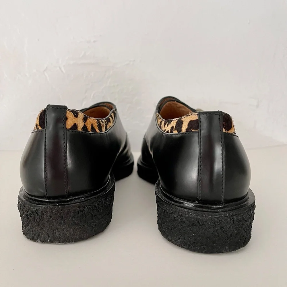 Belle by Sigerson Morrison Leopard shoes creepers pointy toe flats loafers punk - Picture 8 of 13